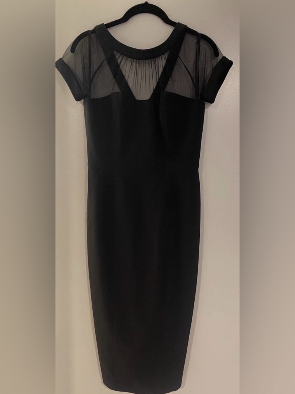 Maggy London Black Sheer Illusion Midi Dress